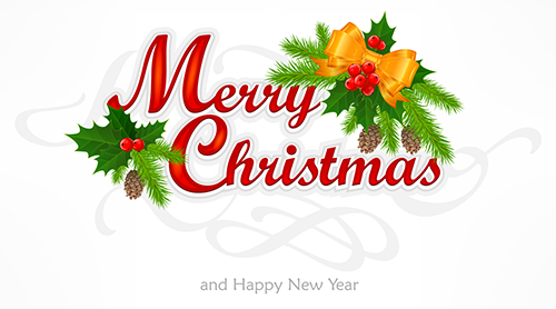 Merry Christmas inscription with branch Merry Christmas hand lettering inscription with branch, vector illustration